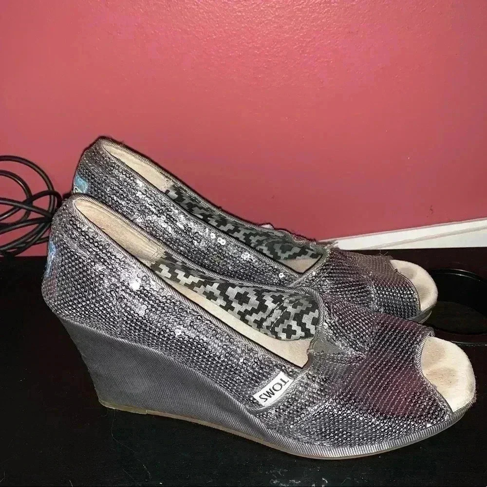 Toms Sparkling Wedge Shoes